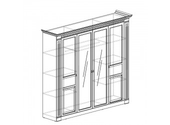 Шкаф четырехдверный с зеркалами Лючия 203 темный